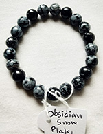 composition bracelet et collier en Perle Pierre Obsidienne snow plake 10mm Bracelet pierre perle Obsidienne