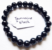 composition bracelet et collier en Perle Pierre Tourmaline 8 mm Bracelet pierre perle Tourmaline noire